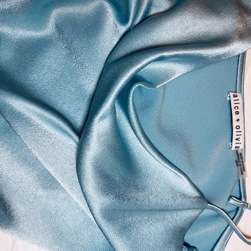 Alice + Olivia Sky Blue Satin Top - Picture 6 of 7